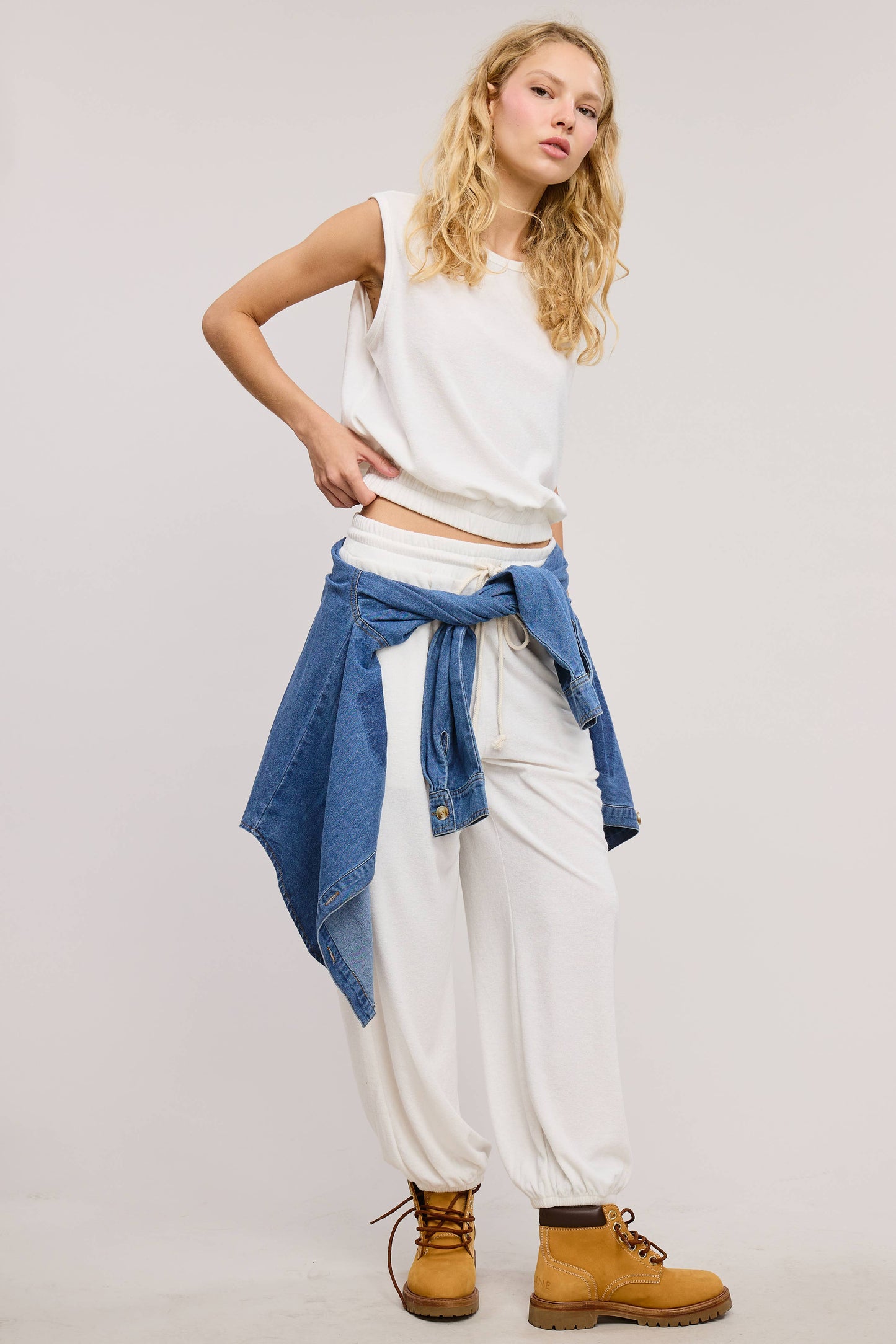 Terry Knit Tank and Jogger Sweatpants Matching Set