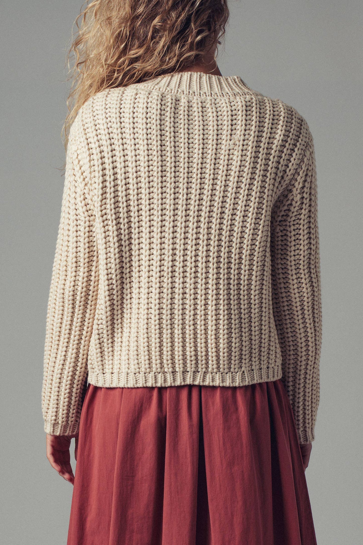 Chunky Gold Button Ribbed Knit Cardigan