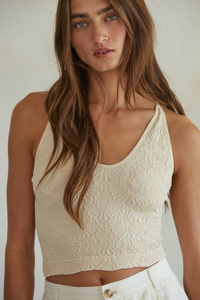 Knit Spandex Seamless Jacquard Tank