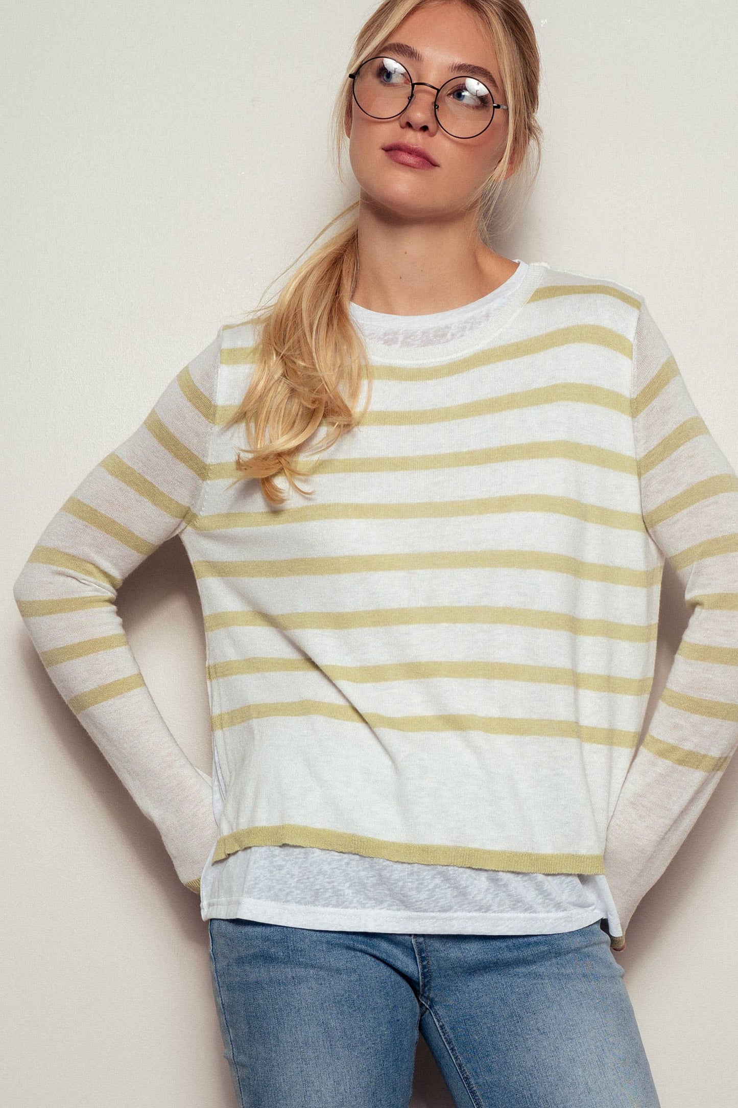 Crew Neck Long Sleeve Relaxed Fit Casual Sweater Top