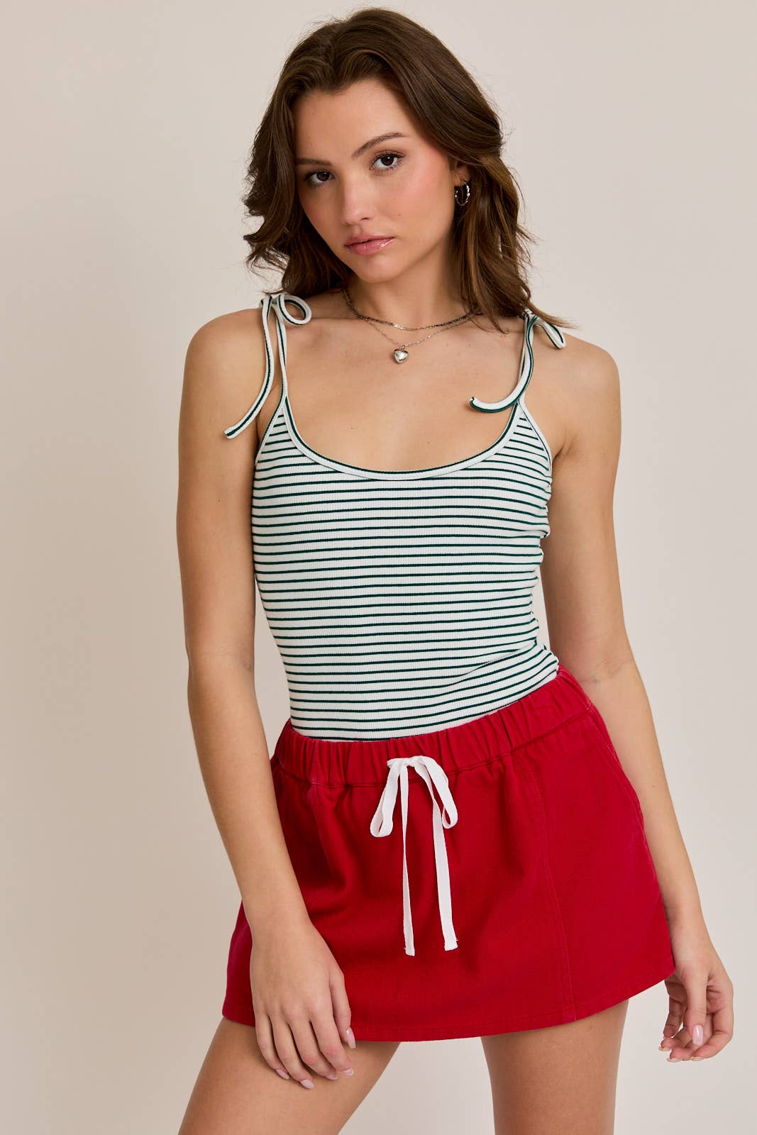 SHOULDER TIE SPAGHETTI BODYSUIT