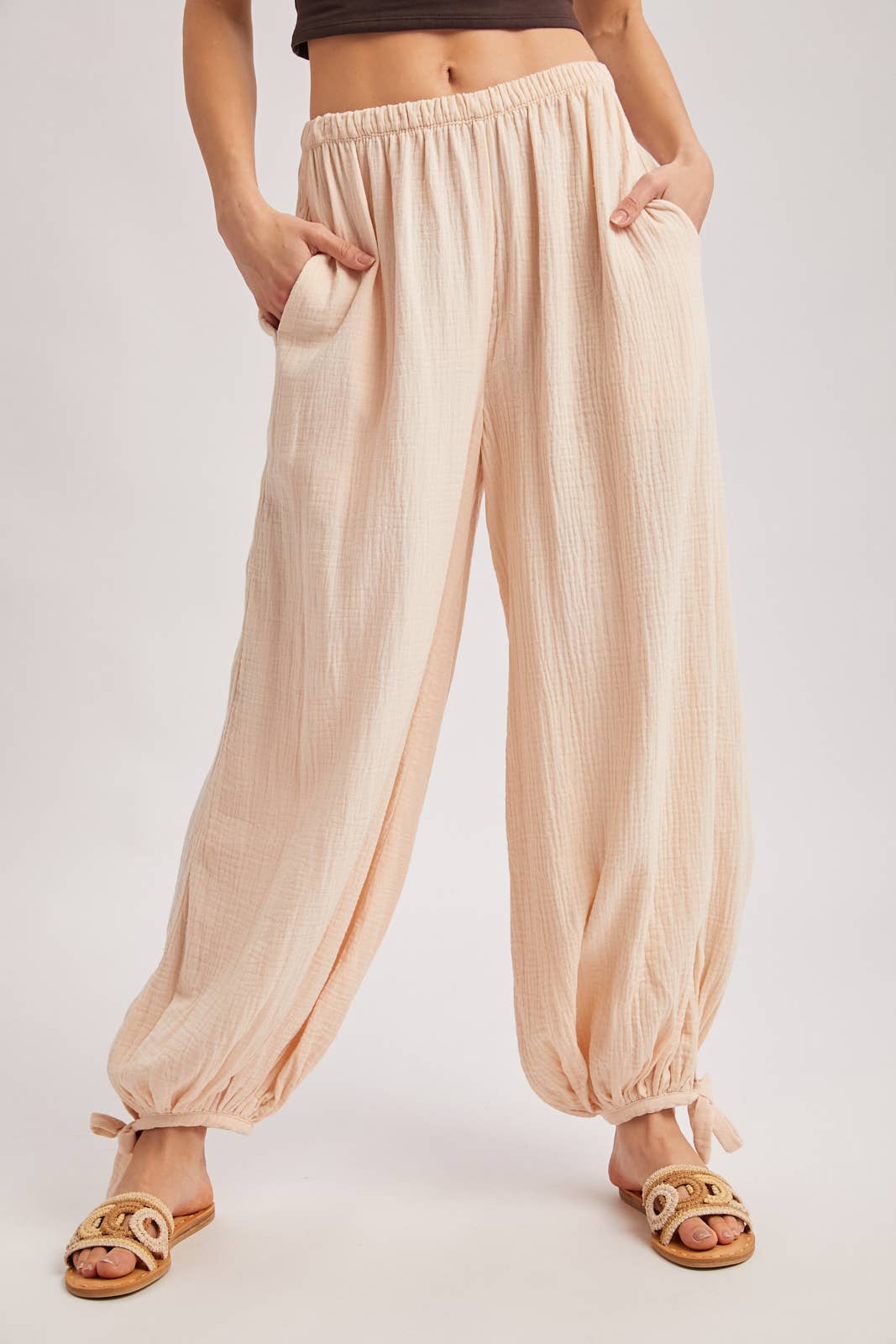 CRINKLED GAUZE JOGGER PANTS