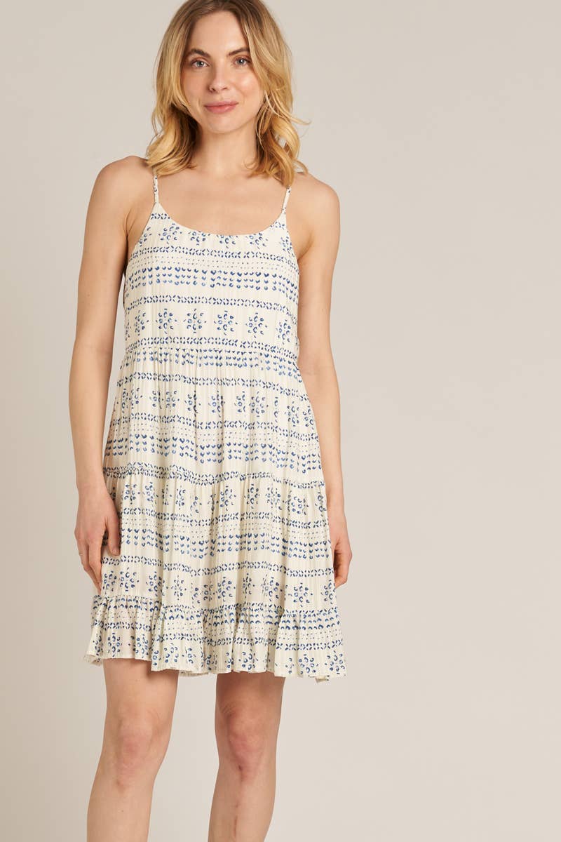 Ruffle Hem Sleeveless Mini Printed Dress