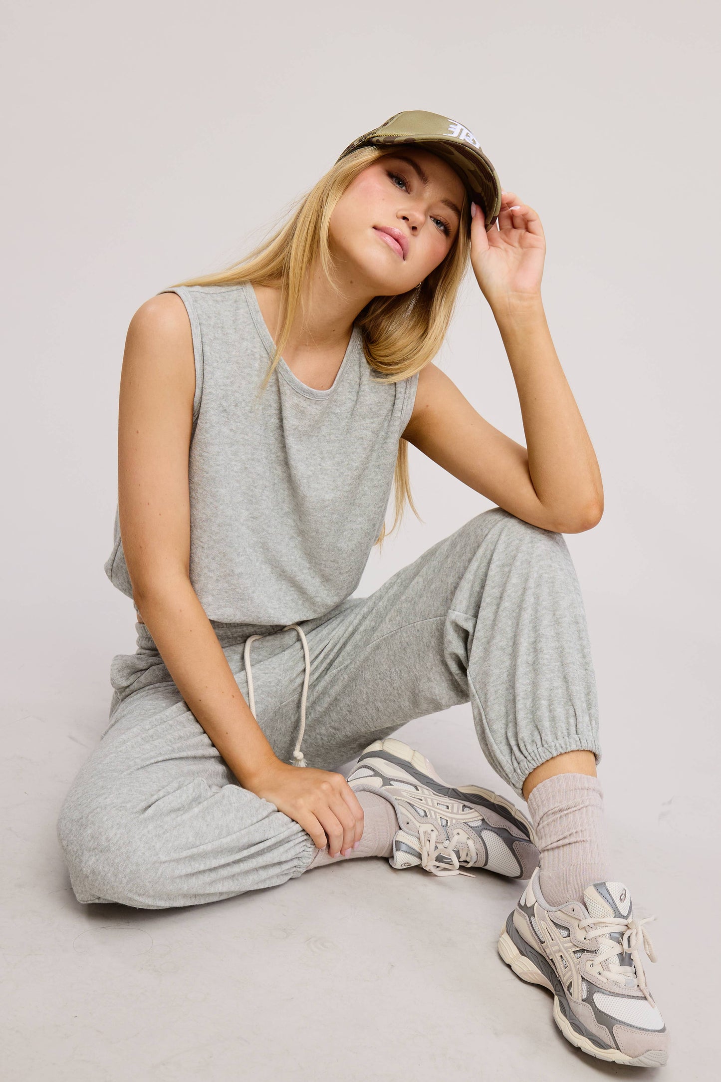 Terry Knit Tank and Jogger Sweatpants Matching Set