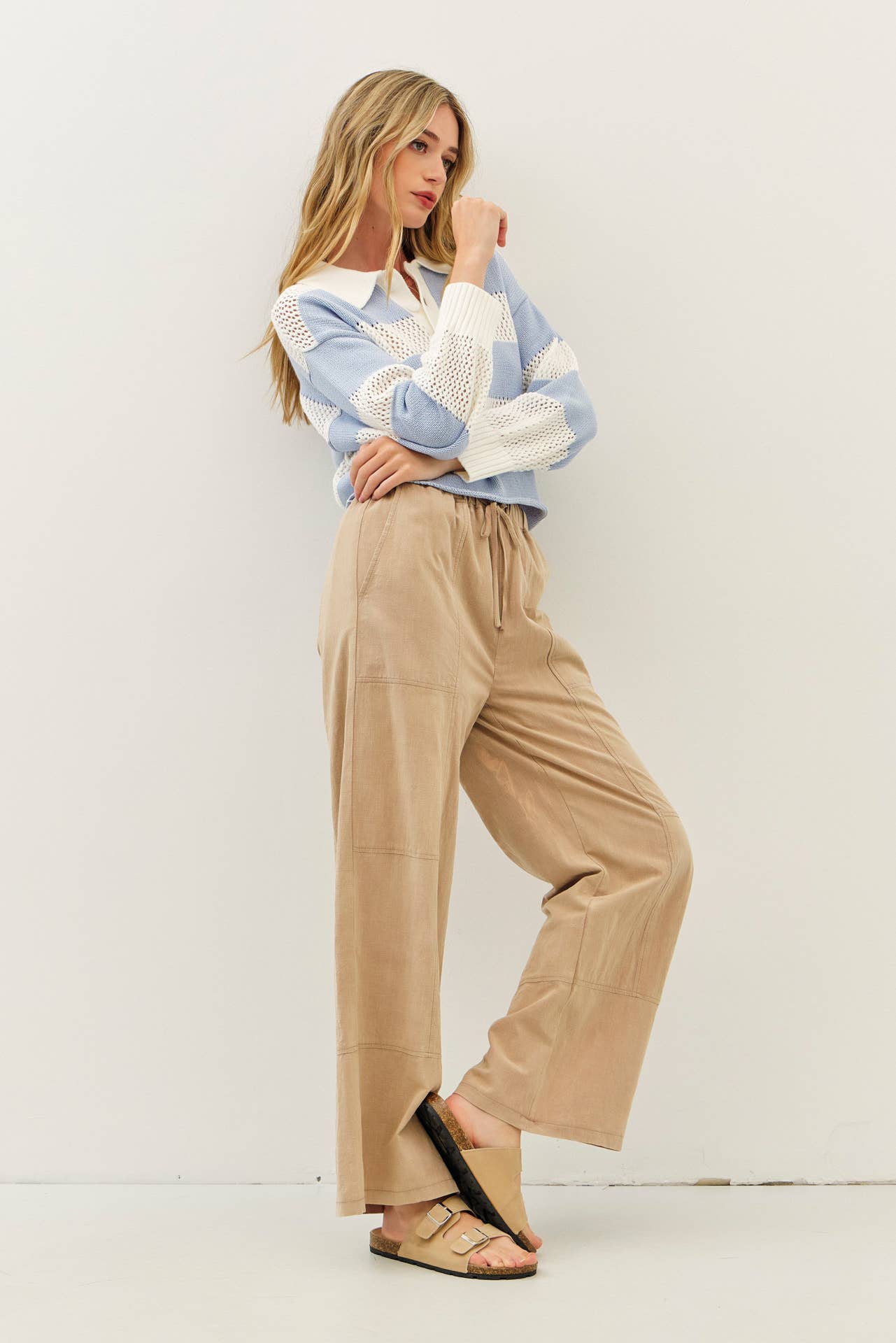 RUGBY-INSPIRED WIDE STRIPE LIGHTWEIGHT SWEATER & CROCHET TOP