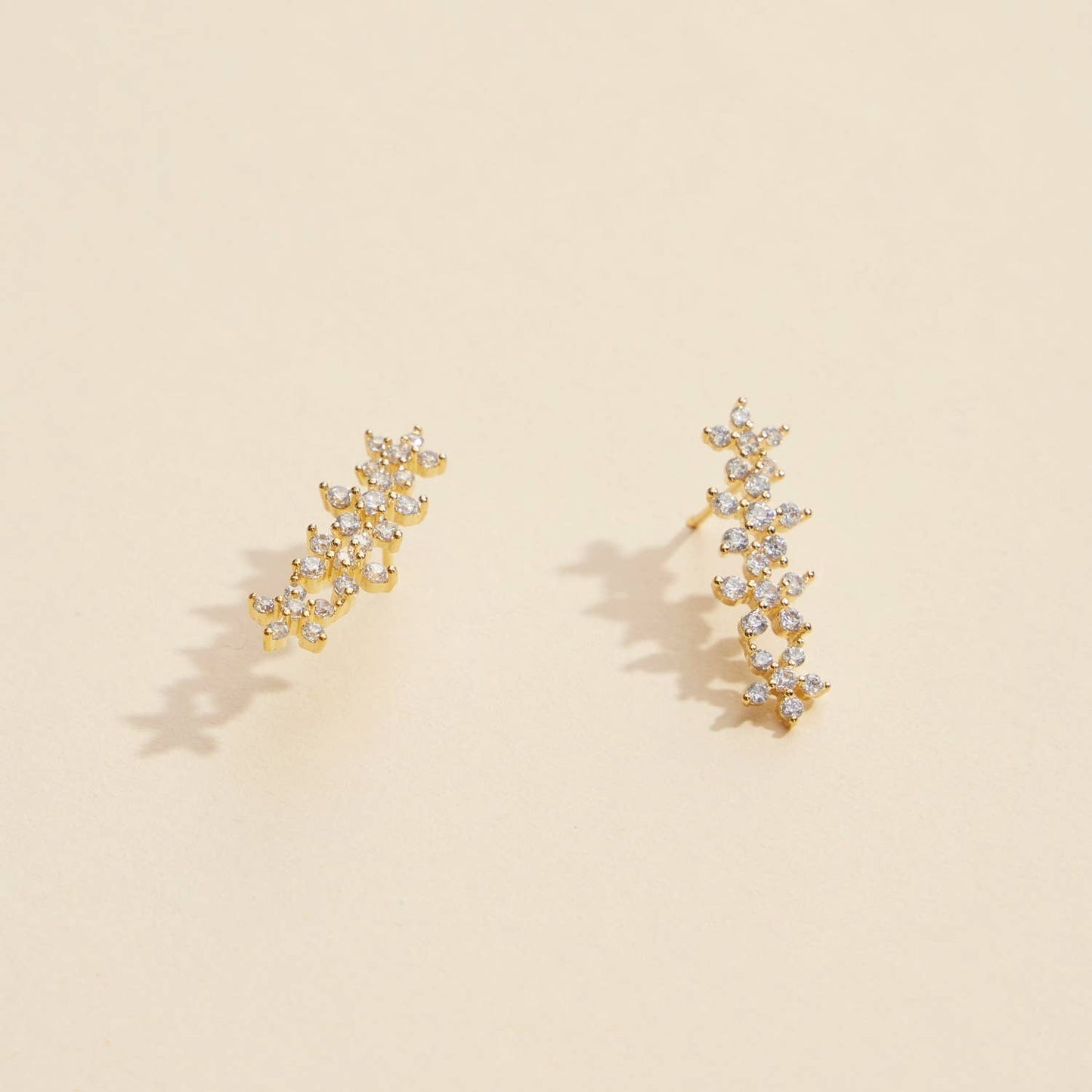 Linked Floral Gold Dip Stud Earrings