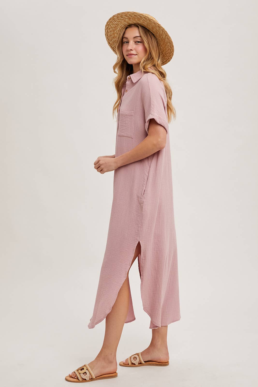BUTTON UP MAXI SHIRT DRESS