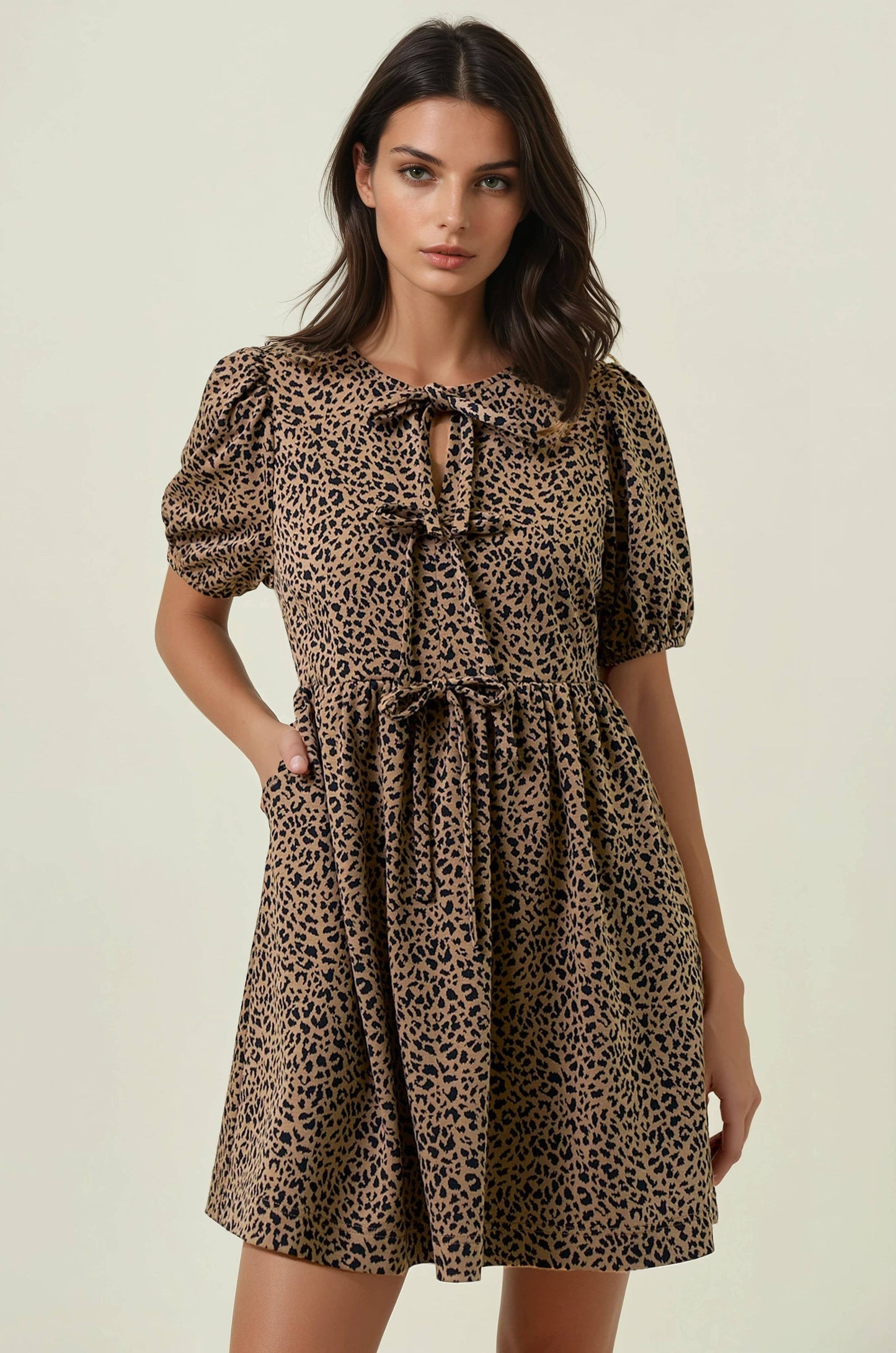 ANIMAL BOW TIE FRONT DRESS