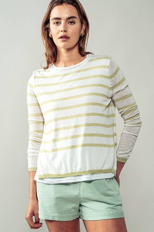 Crew Neck Long Sleeve Relaxed Fit Casual Sweater Top