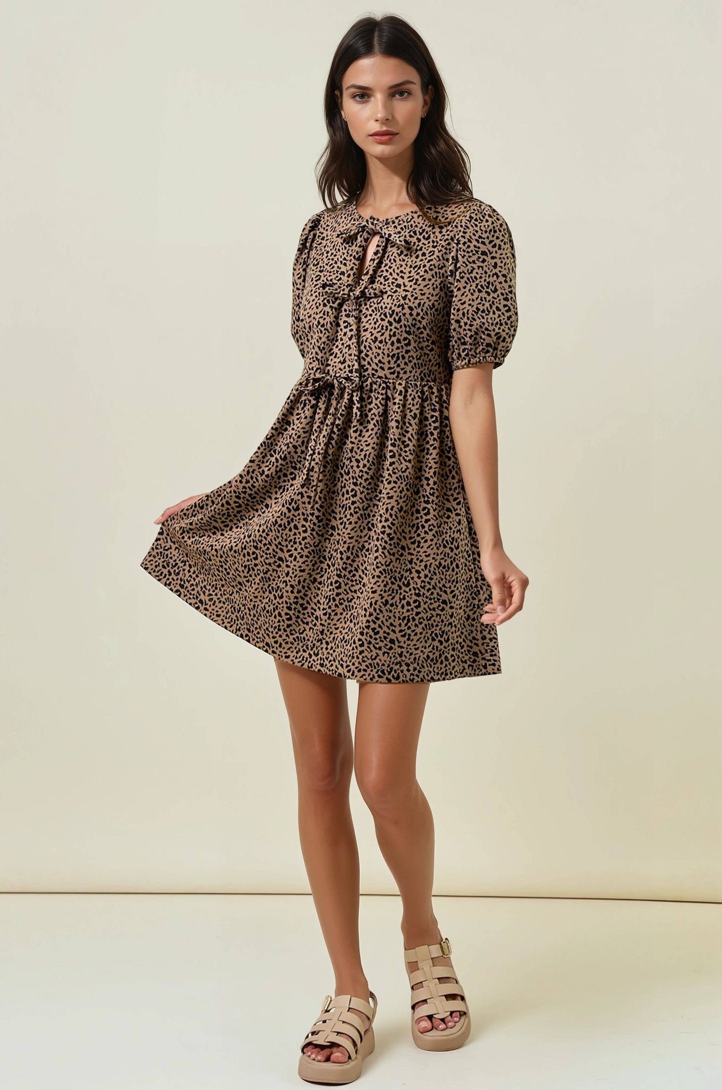 ANIMAL BOW TIE FRONT DRESS