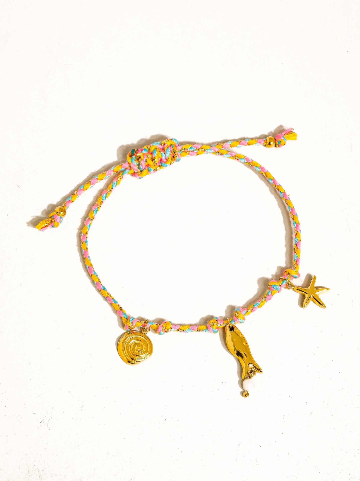 18K Gold Non-Tarnish Summer Rope Charm Bracelet