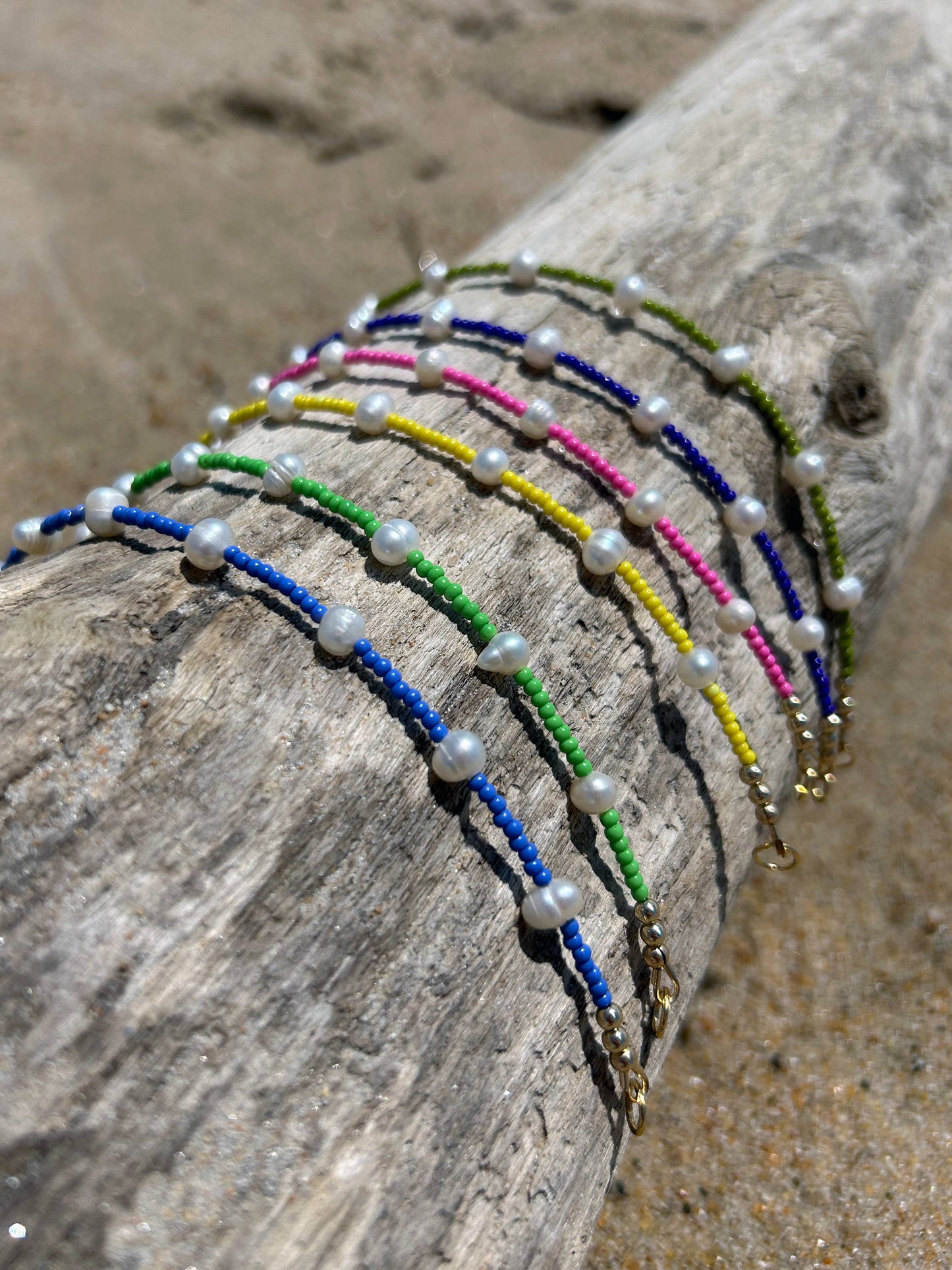 Bailey Handmade Colorful Pearl Seed Bead Bracelets Gold Fill