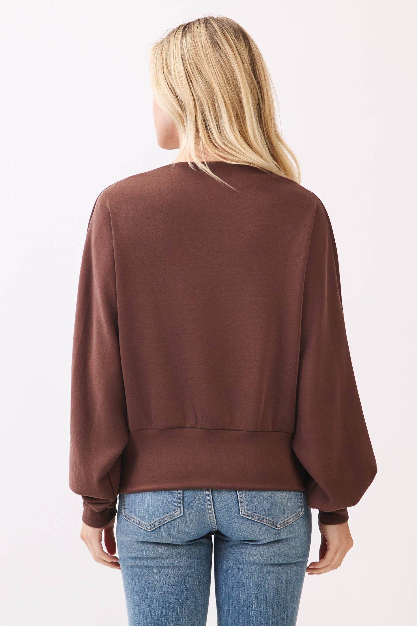 Jersey Boat Neck Long Sleeve Top