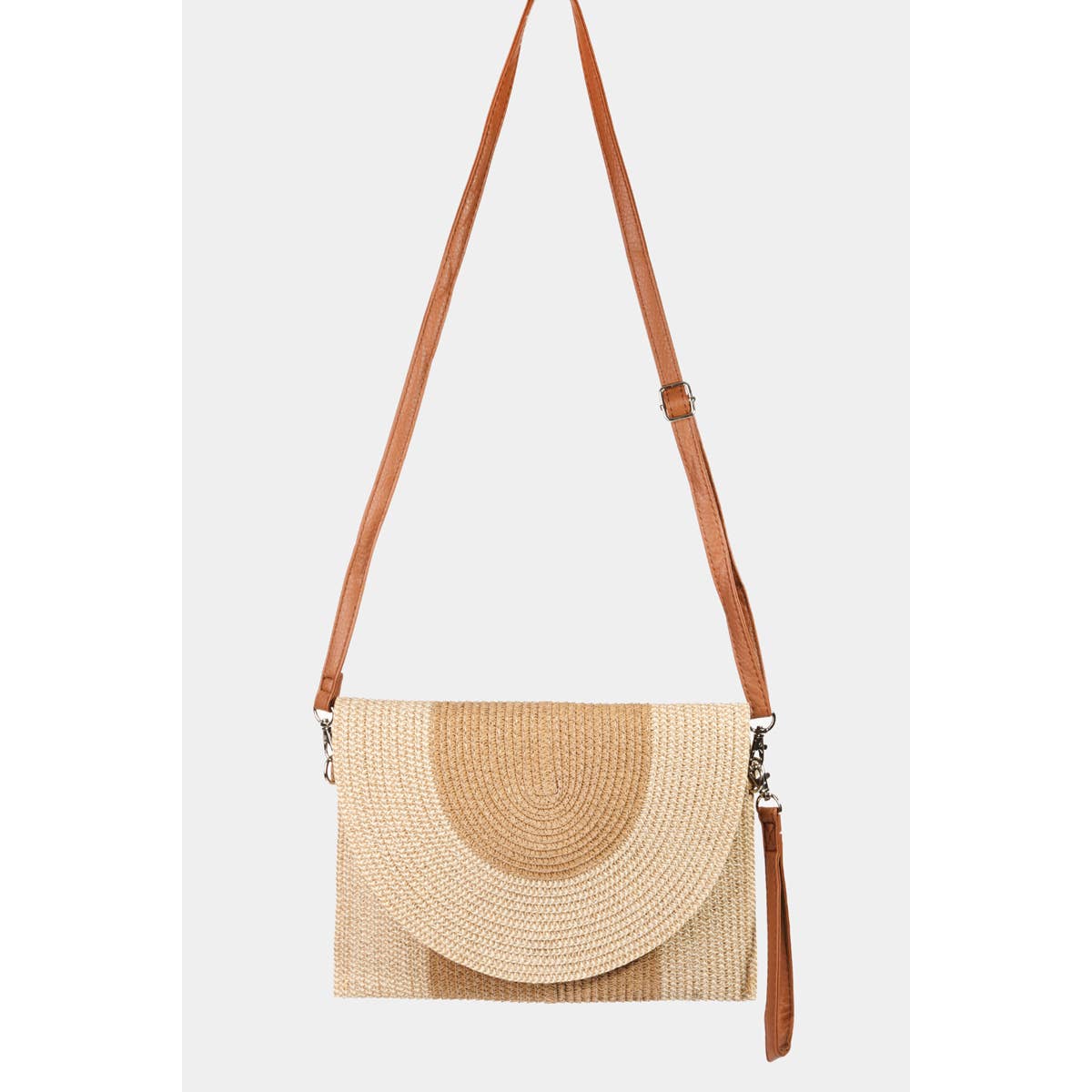 Two Tone Straw Clutch Bag