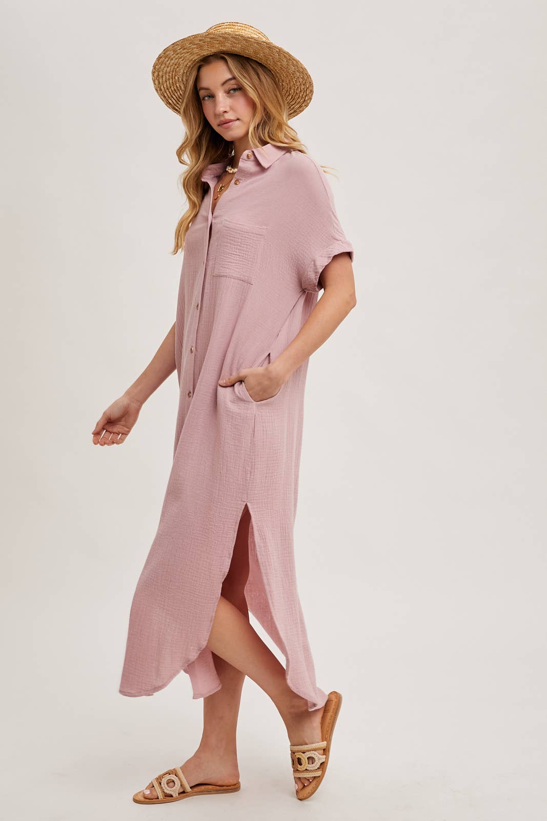 BUTTON UP MAXI SHIRT DRESS