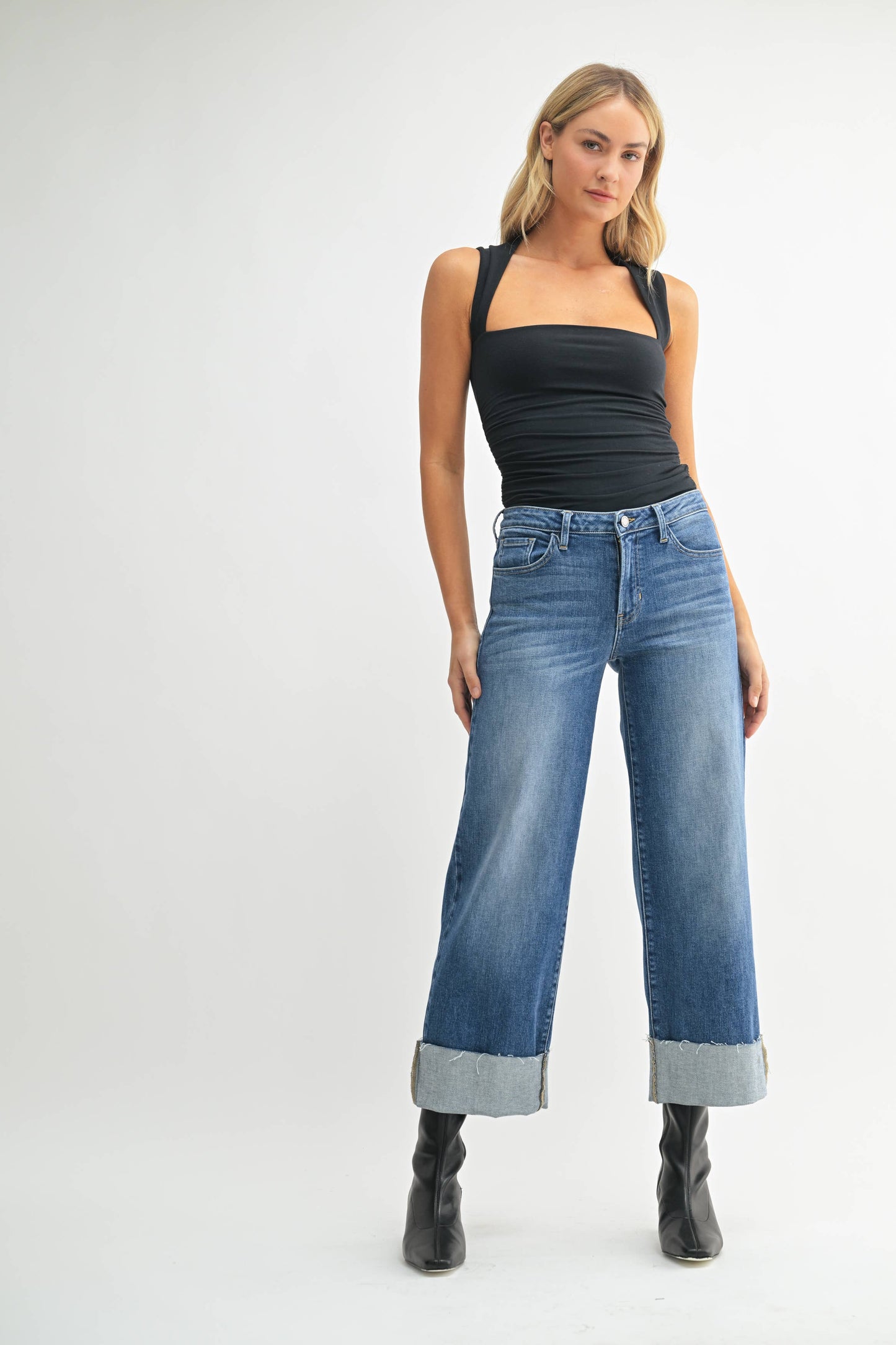 Scissor Cut Cuffed Wide Leg