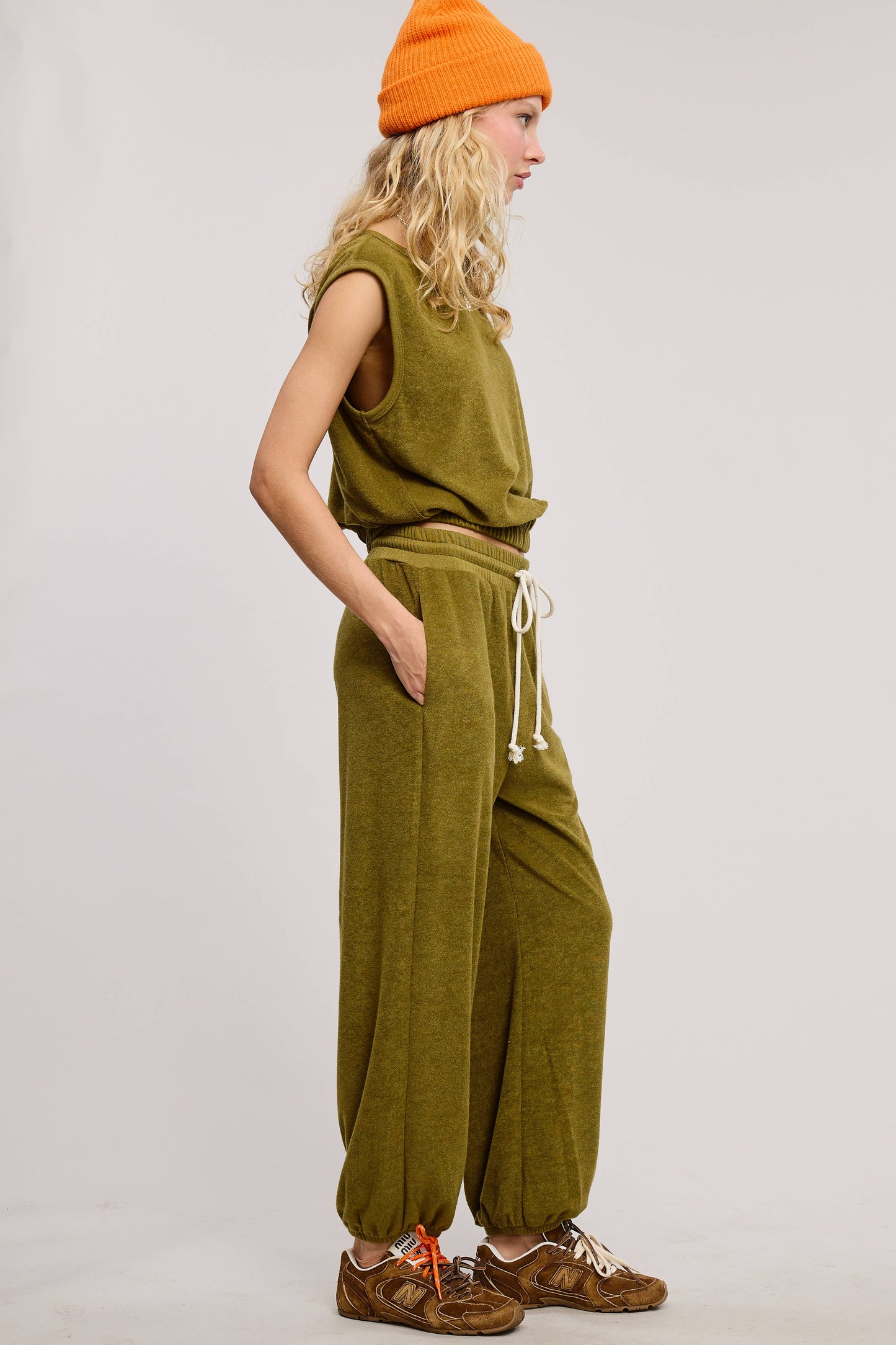 Terry Knit Tank and Jogger Sweatpants Matching Set
