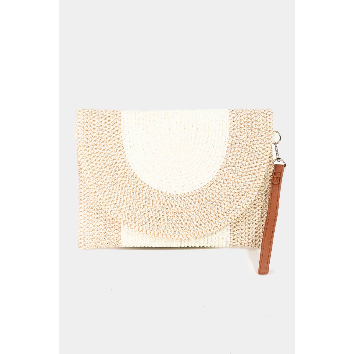 Two Tone Straw Clutch Bag