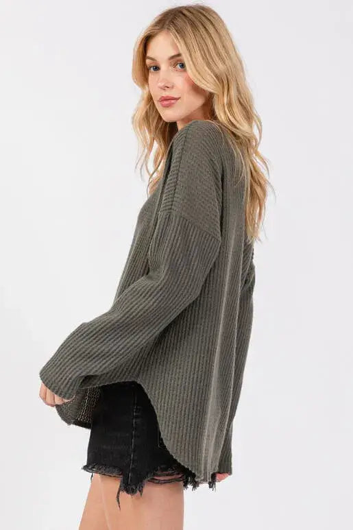 Brushed Waffle Long Sleeve Top