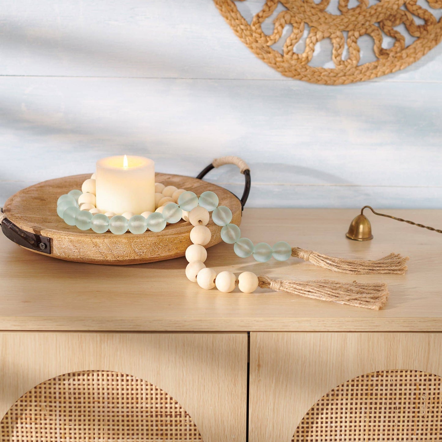 Wood And Sea Glass Garland