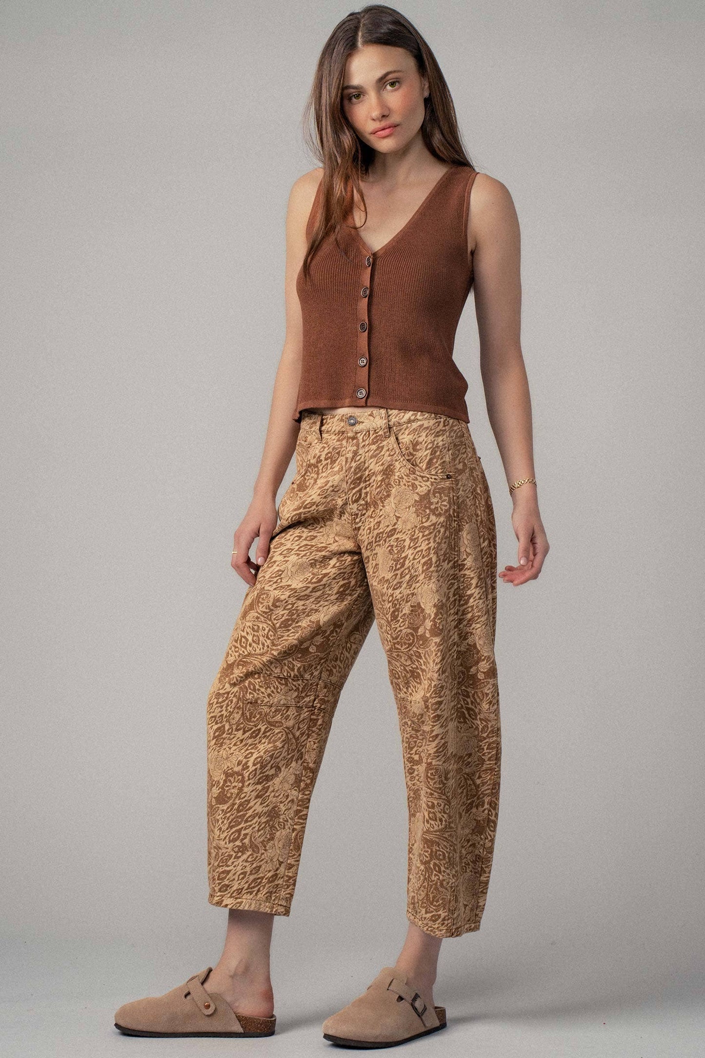 Button Front Crochet Knit Vest