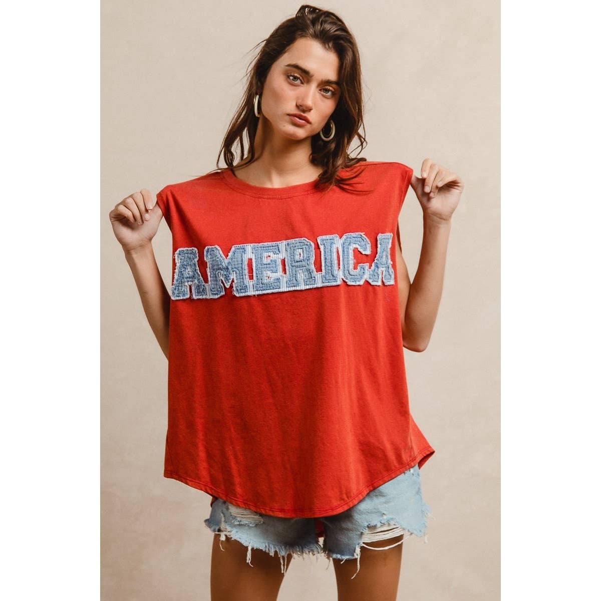 AMERICA PATCHED SLEEVELESS TOP