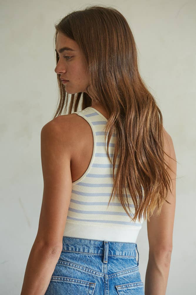 Knit Seamless Ribbed Striped Racerback Brami