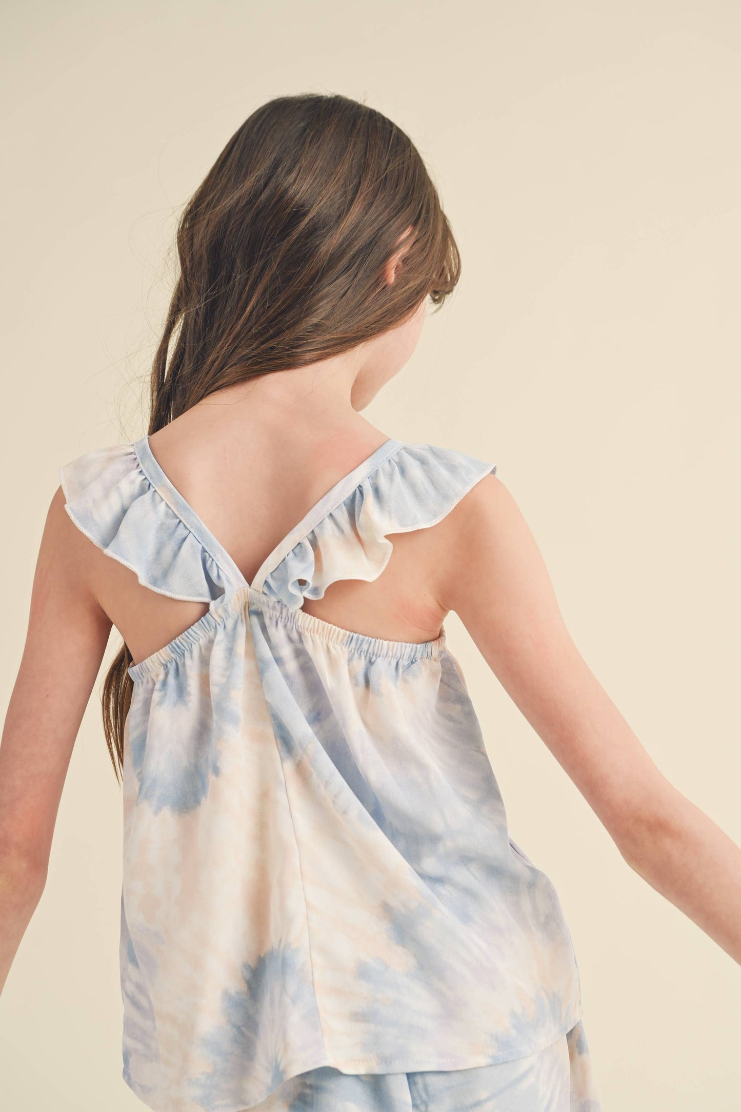 KIDS GIRLS RUFFLE SLEEVE SHORTS SET