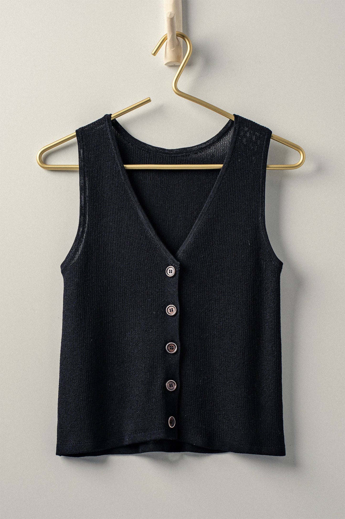 Button Front Crochet Knit Vest