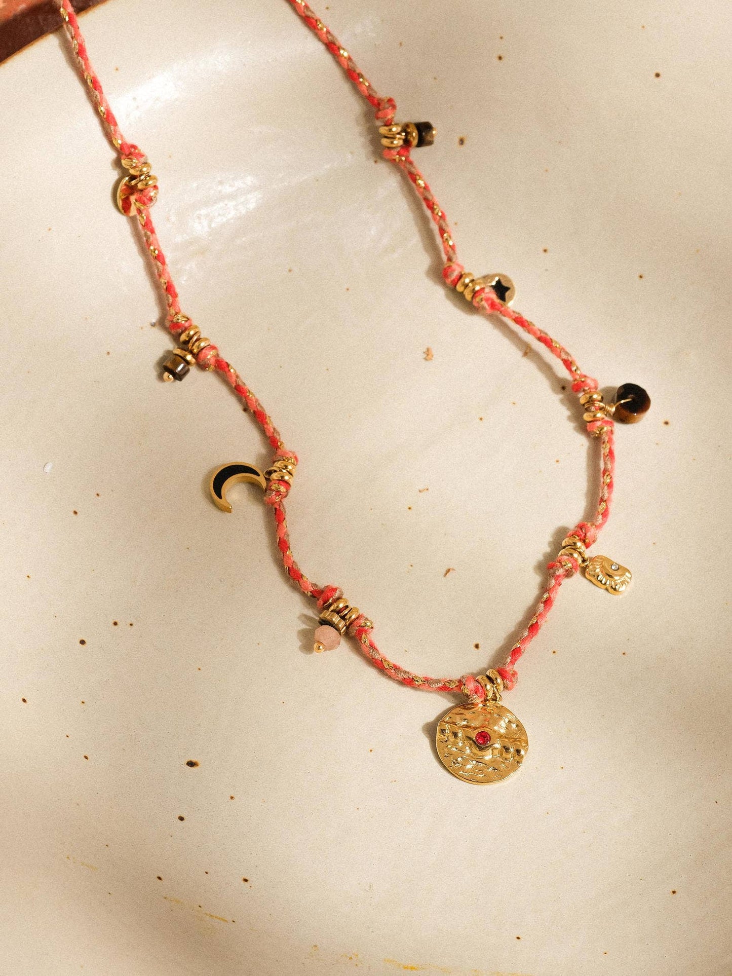 Indina Boho Charm Braided Necklace