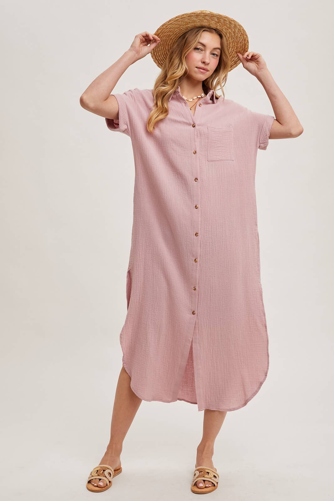 BUTTON UP MAXI SHIRT DRESS