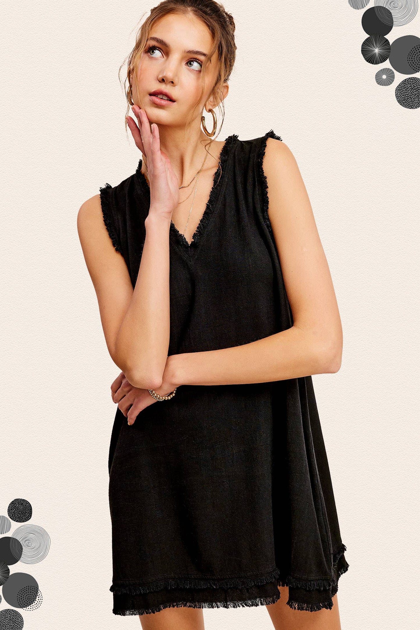 Frayed Hem Mini Dress