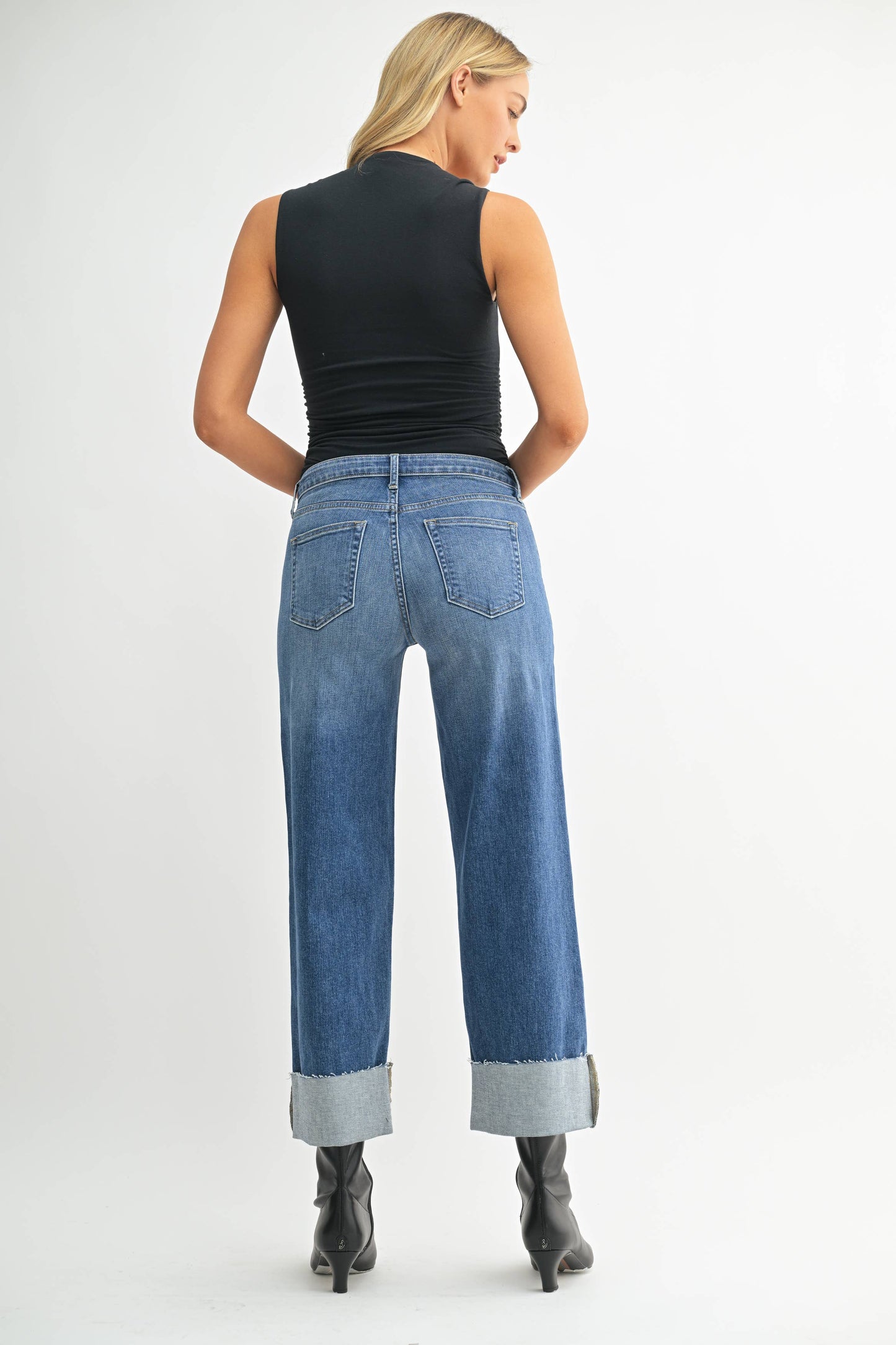 Scissor Cut Cuffed Wide Leg