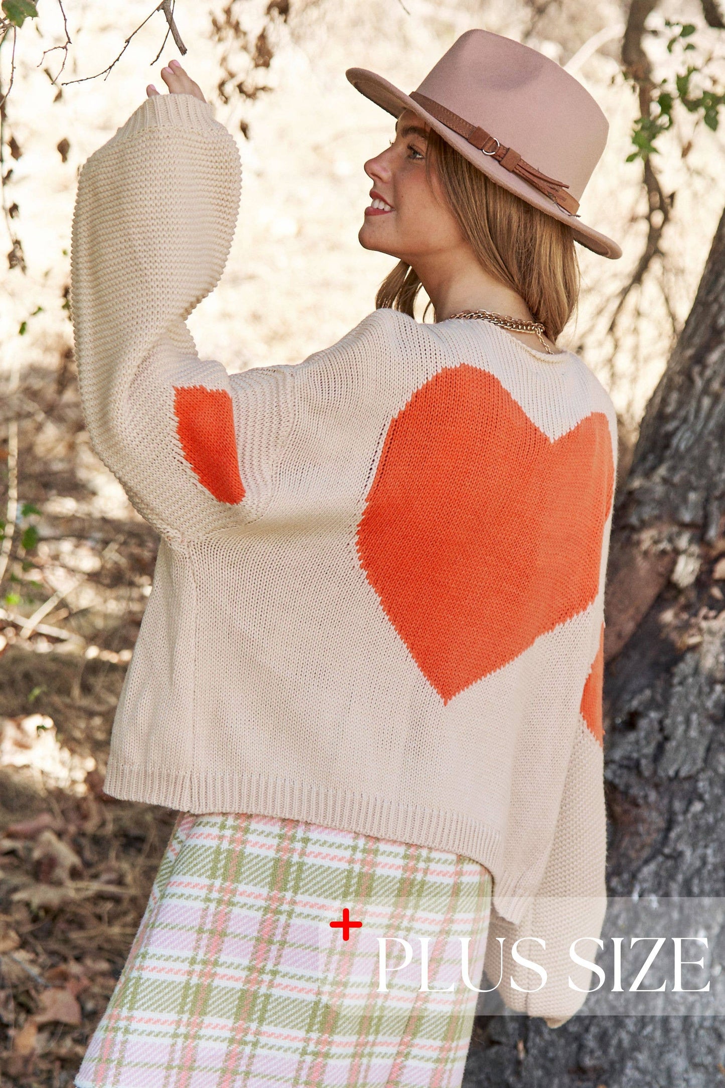 Back Heart Design Knit Open Cardigan 1x-3x