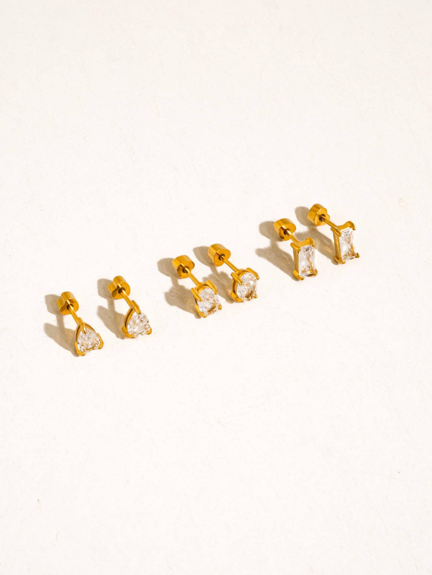 Pear & Oval CZ Stud Earrings Set