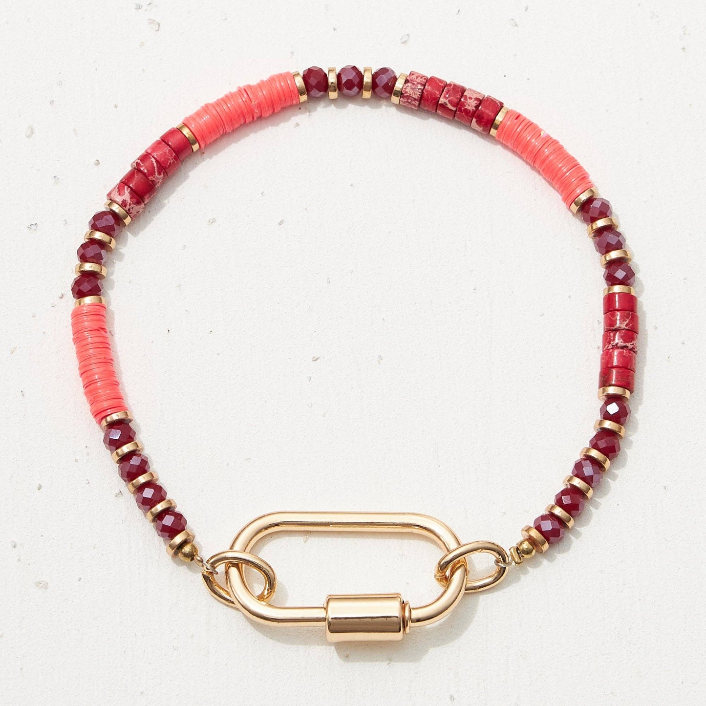 Glass and Pipe Stone Carabiner Bracelet