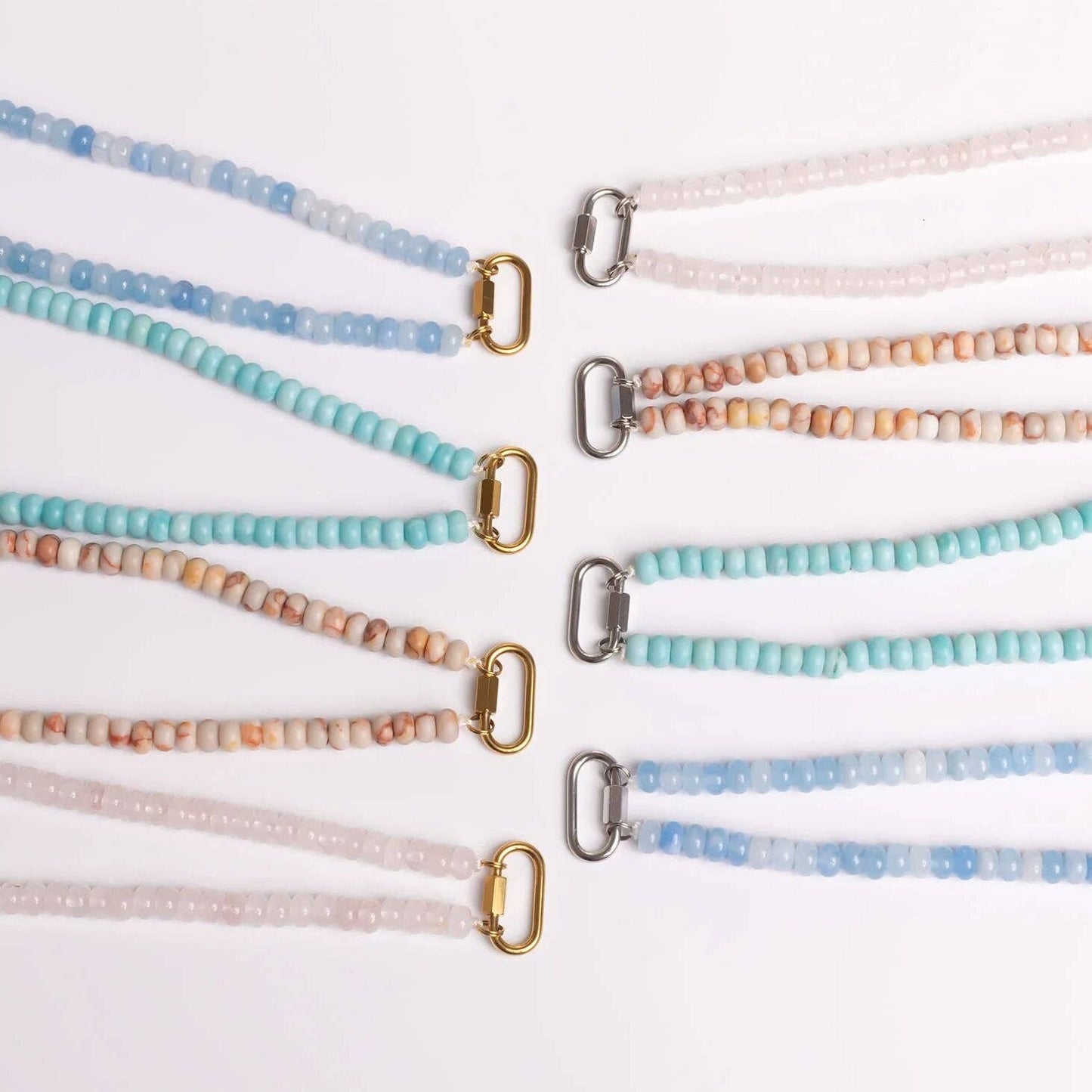Turquoise Chunky Bead Carabiner Necklace