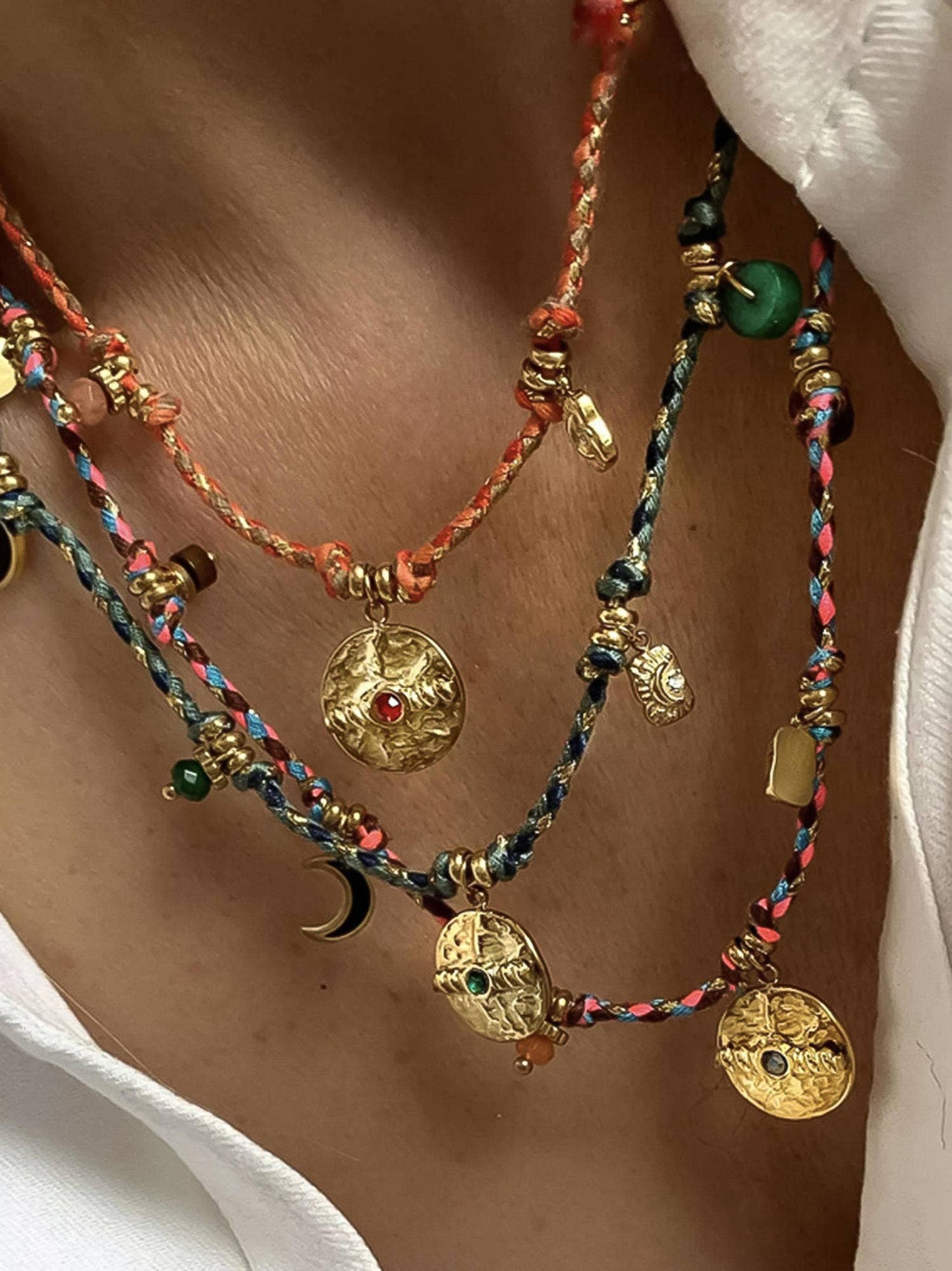 Indina Boho Charm Braided Necklace