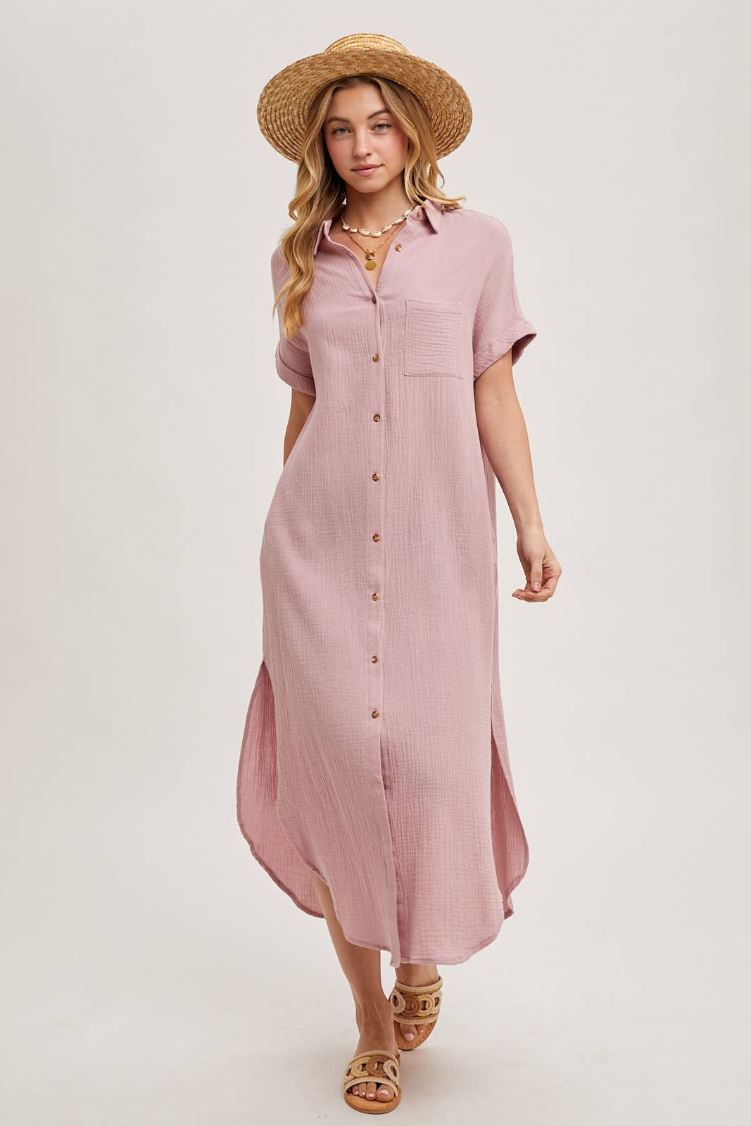 BUTTON UP MAXI SHIRT DRESS