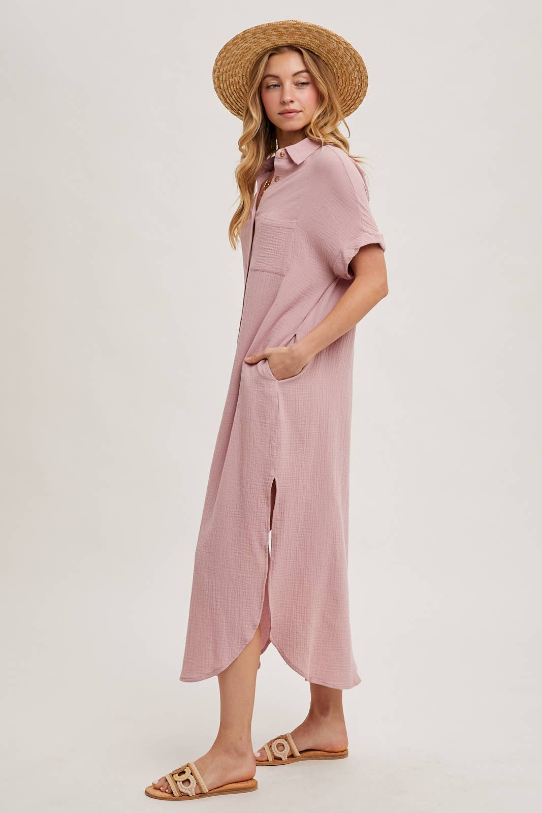 BUTTON UP MAXI SHIRT DRESS