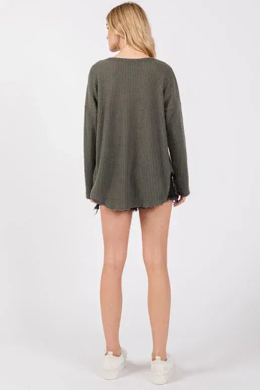 Brushed Waffle Long Sleeve Top