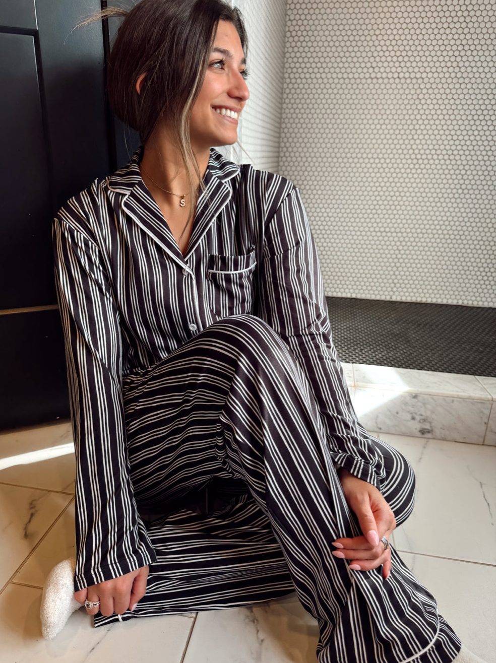 Black Stripe Pajama Set