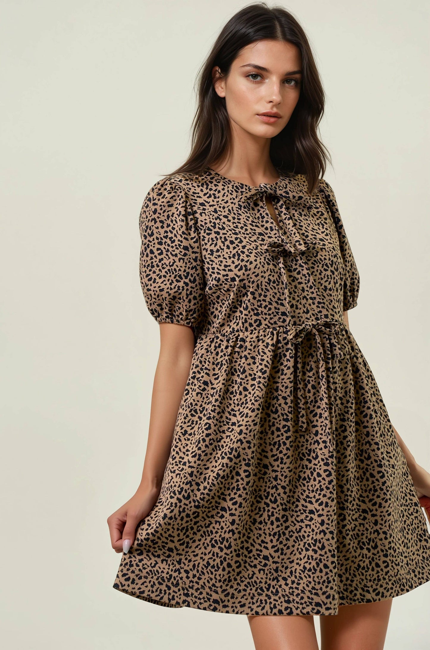 ANIMAL BOW TIE FRONT DRESS