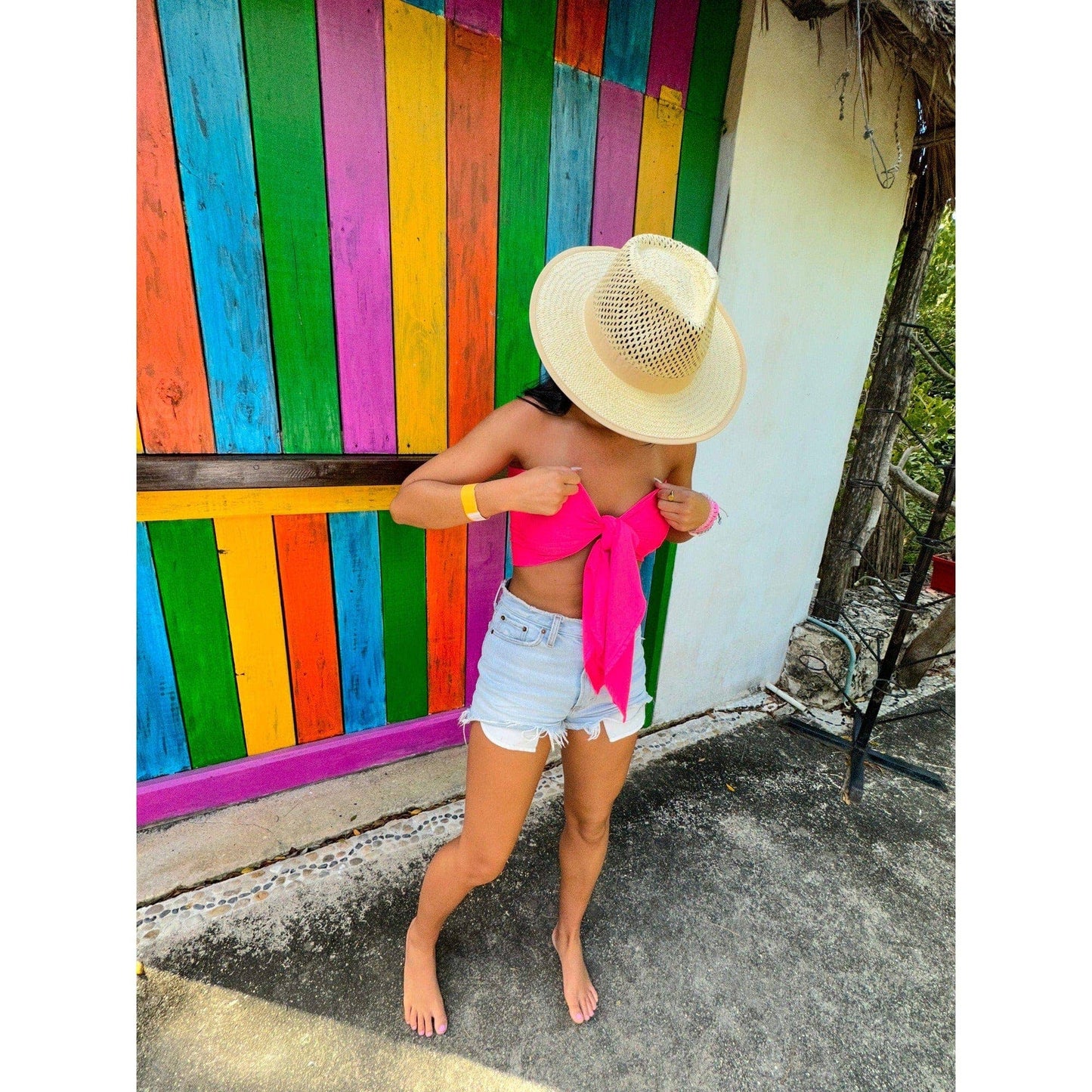 Open Weave Bow Trim Panama Hat