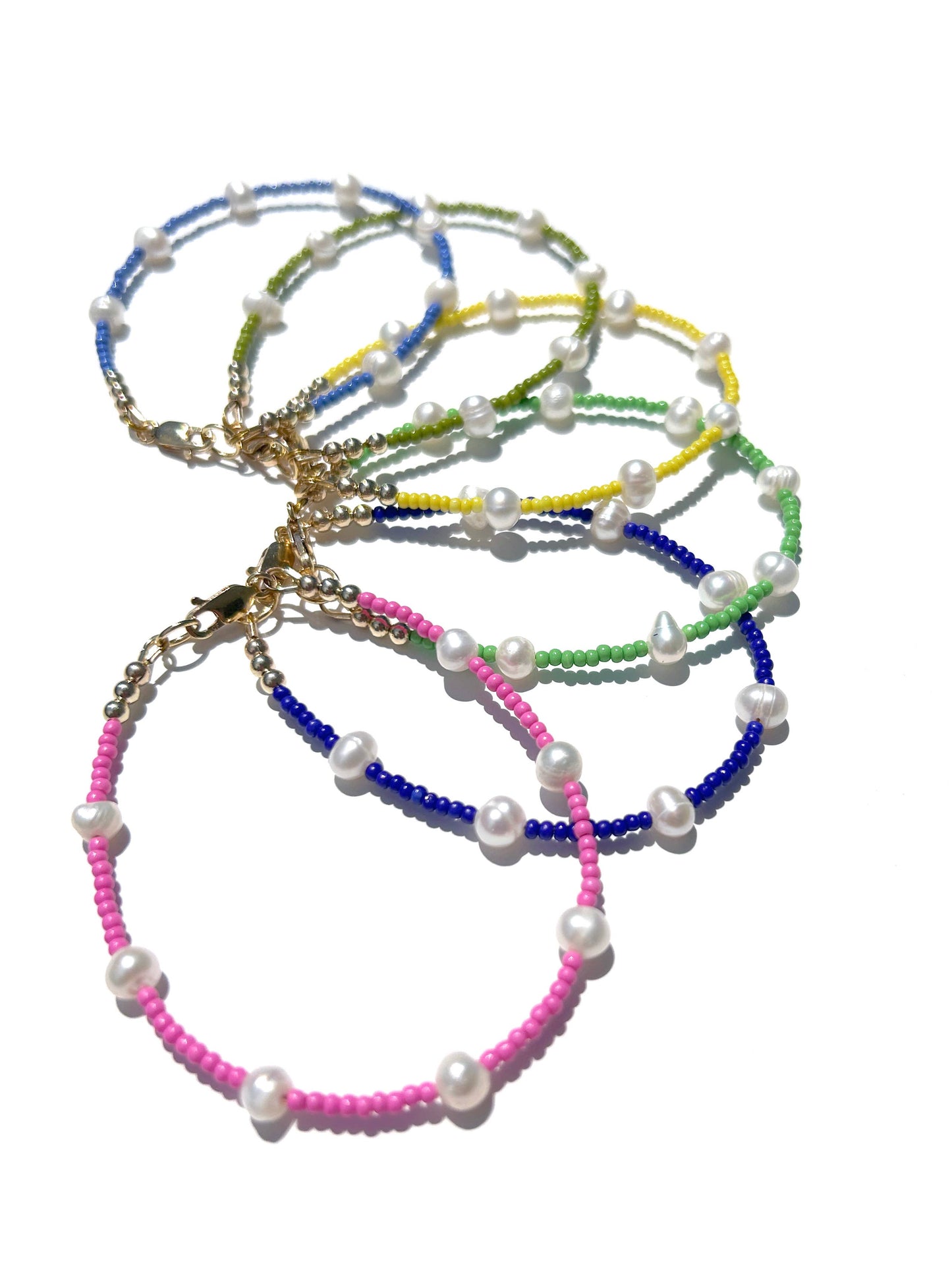 Bailey Handmade Colorful Pearl Seed Bead Bracelets Gold Fill