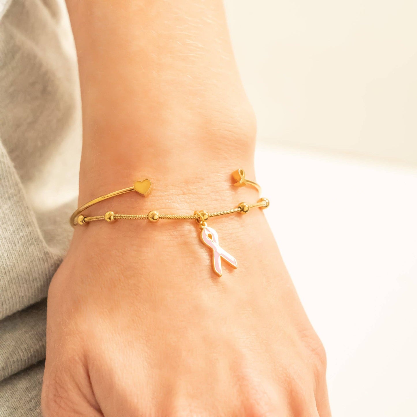 Breast Cancer Awareness Women's Adjustable Cuff Bracelet