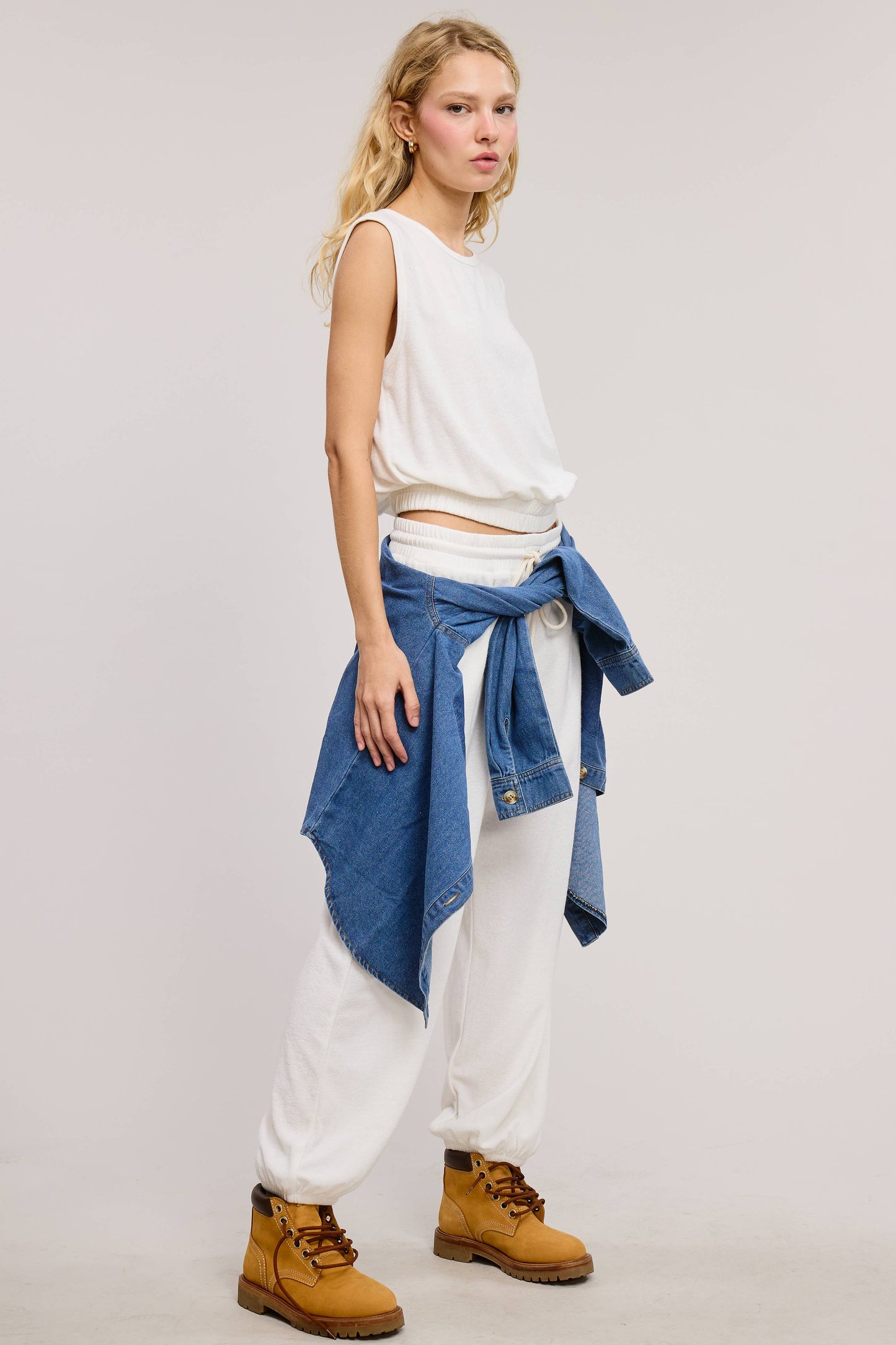 Terry Knit Tank and Jogger Sweatpants Matching Set