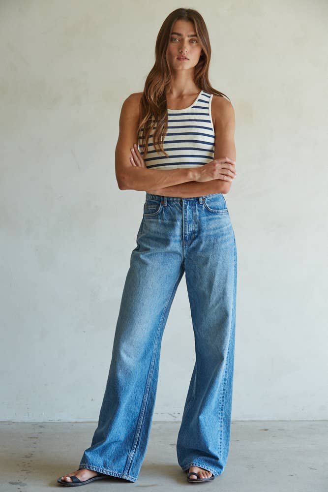 Knit Seamless Ribbed Striped Racerback Brami