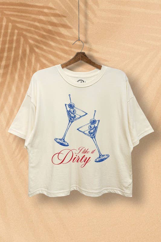 "I LIKE IT DIRTY" MARTINI BOXY CROP TOP