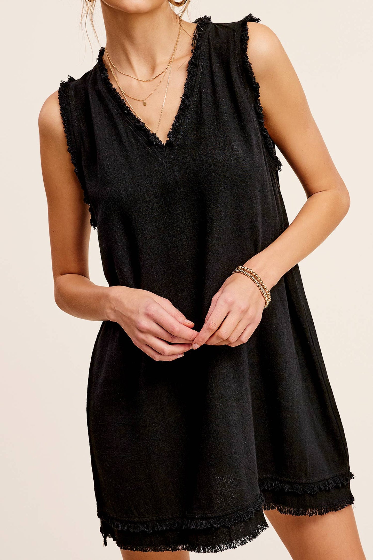 Frayed Hem Mini Dress